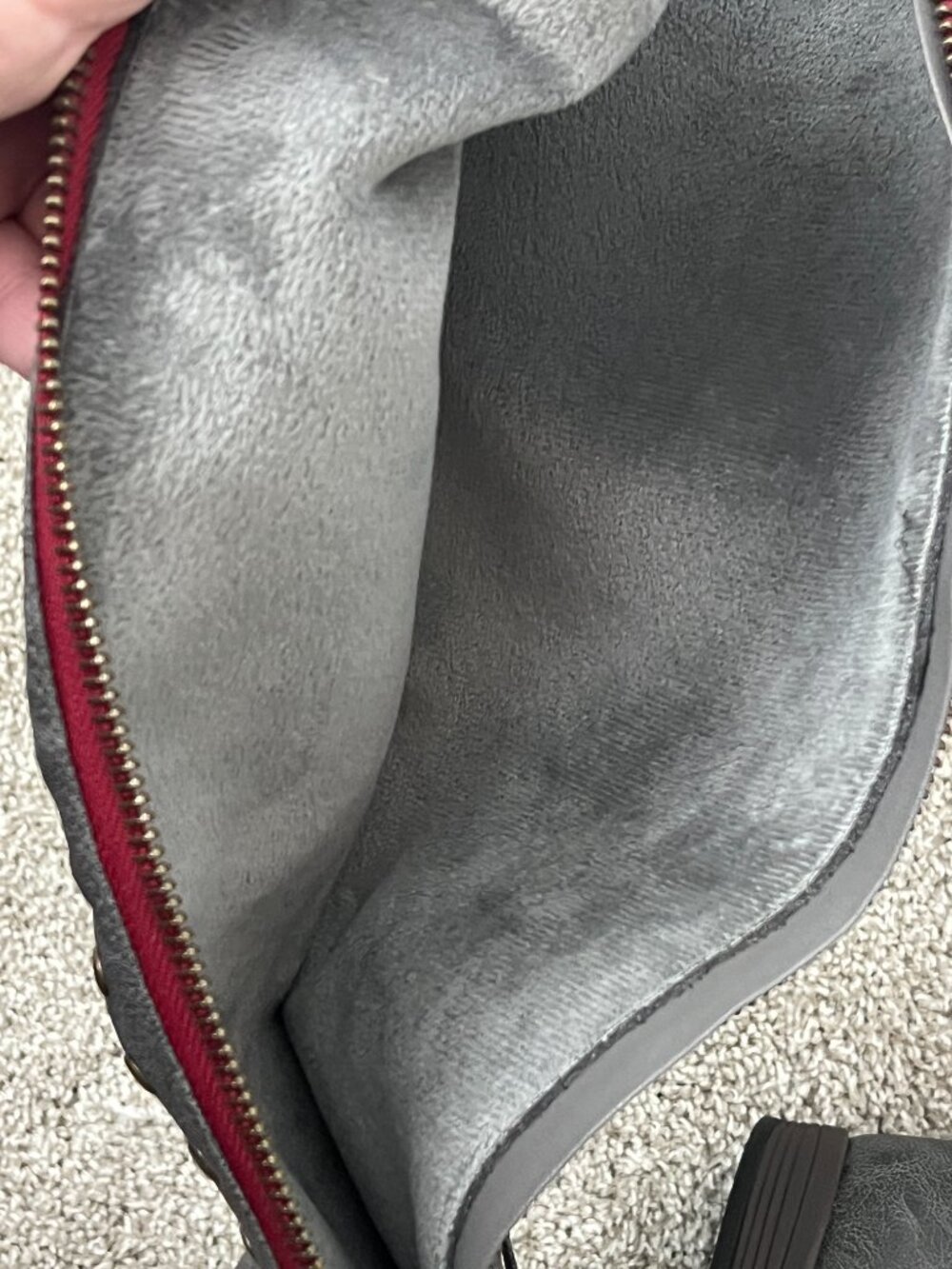 Journee Collection Womens 10 Gray Knee High Riding Boots Studded Moto Wide Calf - Picture 12 of 13